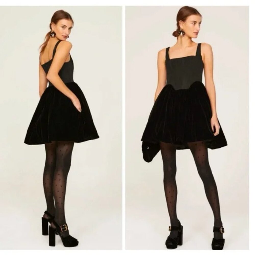 STAUD Landscape romantic Mini Dress in Black Size 10